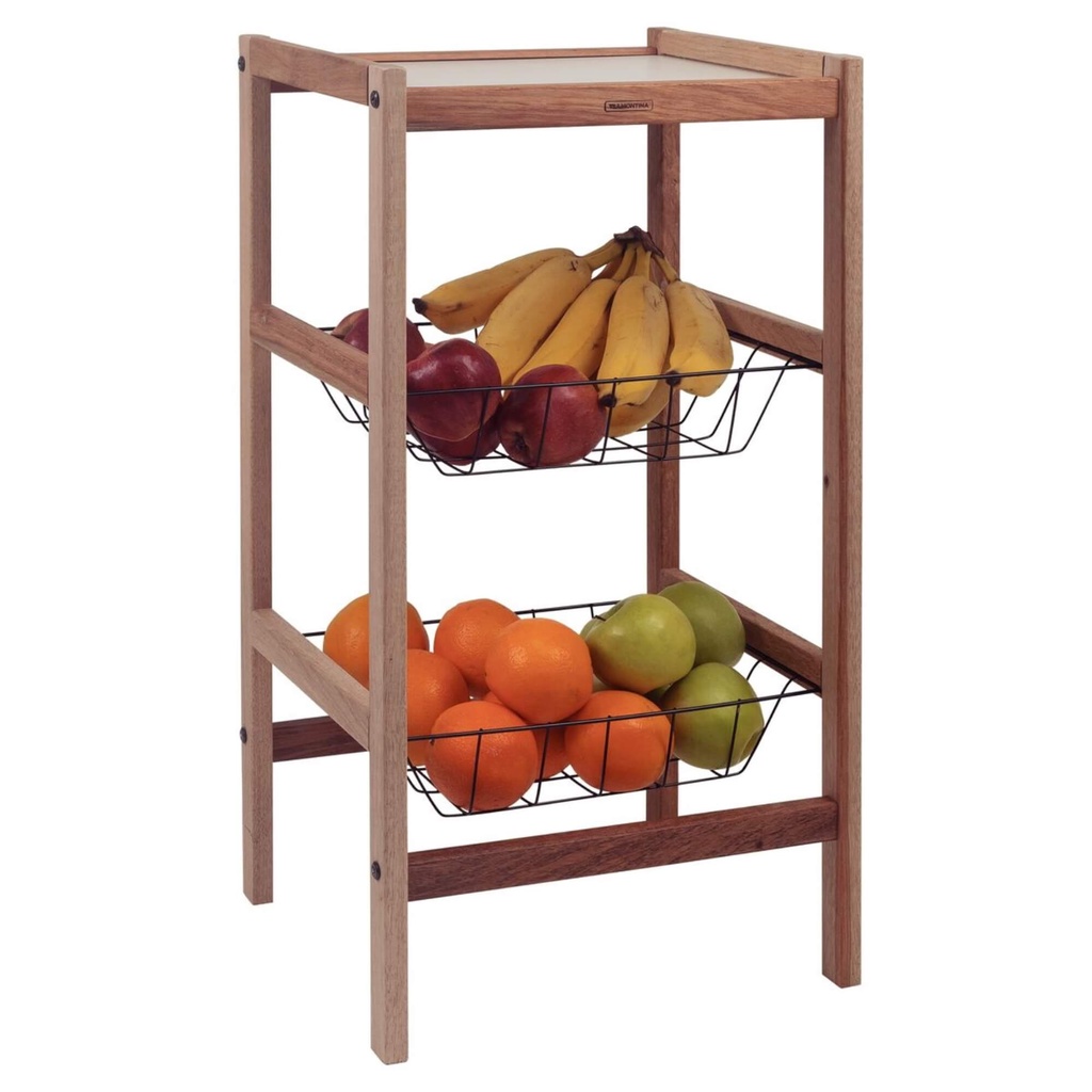 Fruteira Tramontina Utilínea em Madeira Mista com Estante e 2 Cestos, até 20kg Altura 75cm - 13559072 em Oferta na Shopee