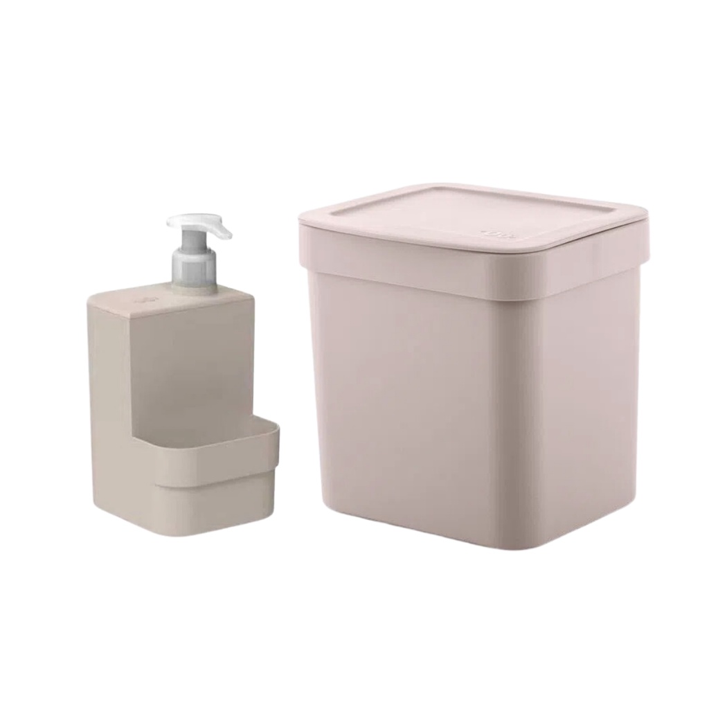 Kit Pia de Cozinha Organizador Porta Detergente Dosador e Lixeira de Bancada Ou Trium em Oferta na Shopee