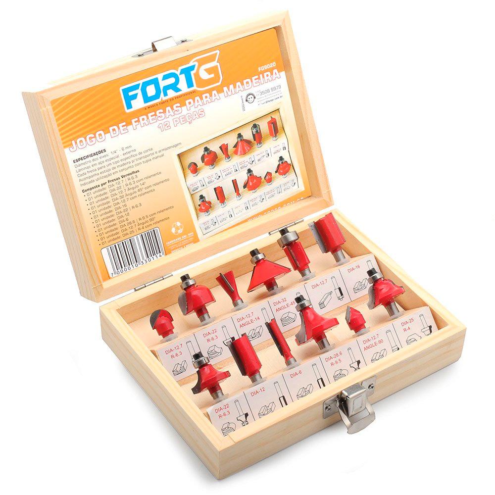 Jogo de Fresas Vermelhas 6mm com 12 Peças para Madeira - Home & Living