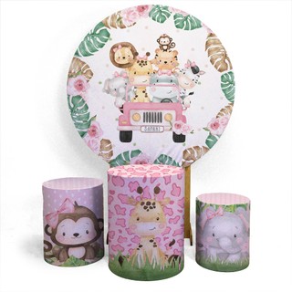 Kit Safari Decoração Infantil Sistema Veste Fácil Capas Painel + Trio Cilindros em Oferta na Shopee