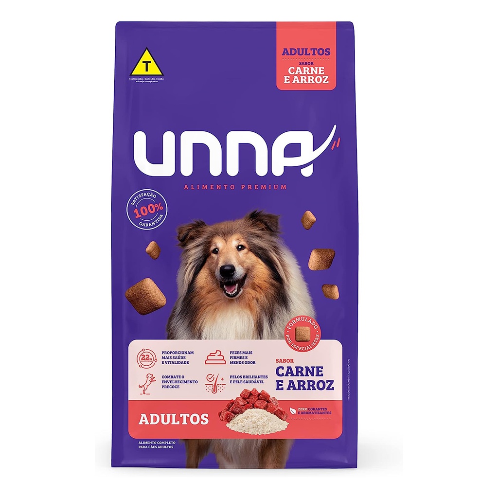 Ração Cães Unna Adulto Carne e Arroz 15kg em Oferta na Shopee