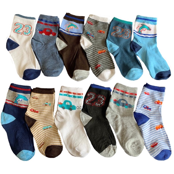 Kit 3x Pares Meias Infantil Masculina Tamanho 2/4 Colorida Sortida
