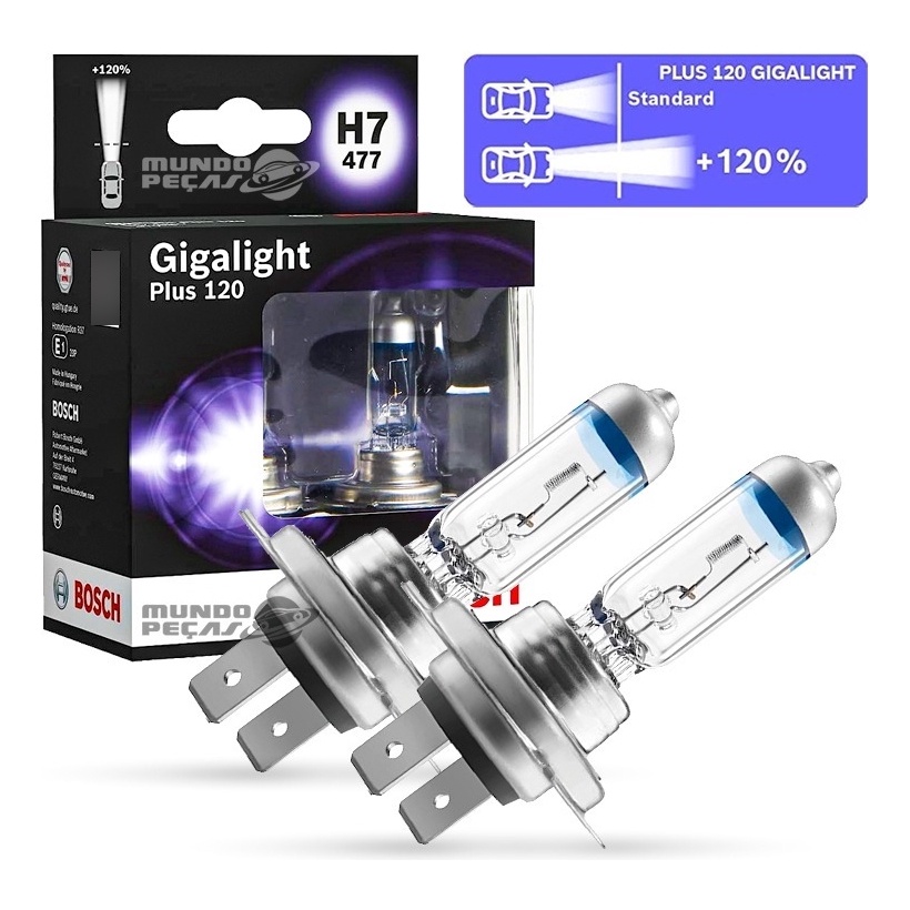 Par De Lampadas Bosch H7 Giga Light Plus 120 120% + Luz em Oferta na Shopee