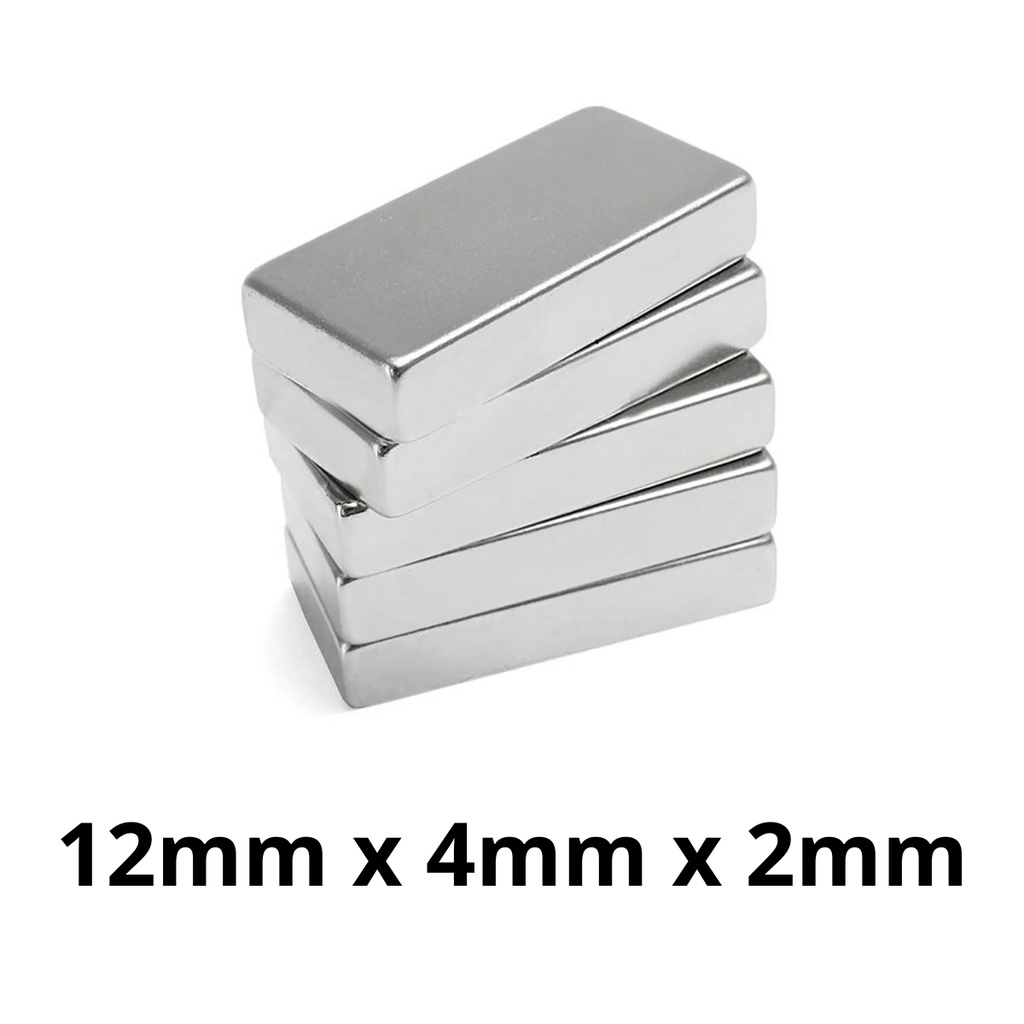 Kit 10 Peças Imã Neodímio Potente Bloco Magnético N35 12x4x2 mm Super Forte