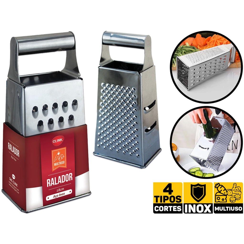Ralador Multiuso 4 Faces Aço Inox Cozinha Chocolate Nozes Clink CK4564 - Home & Living