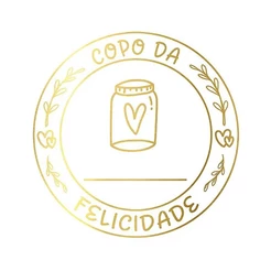 Adesivo "Copo Felicidade" - Ref.2006 - Hot Stamping - Dourado - 50 unidades - Stickr - Rizzo
