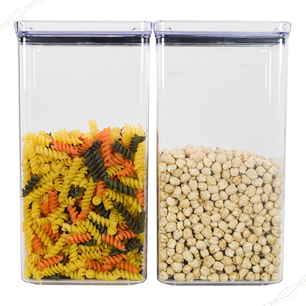 Kit 2 Potes Hermético Porta Mantimento Retangular 2600ml