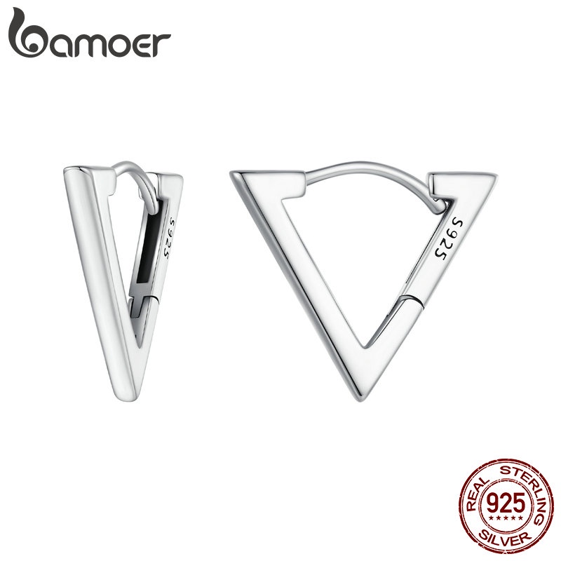 Bamoer 925 Brincos Triangulares De Prata Sterling Design Jóias BSE863 em Oferta na Shopee