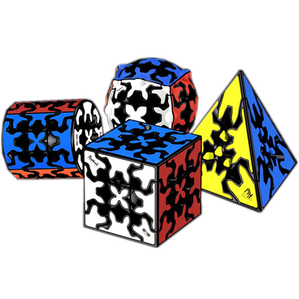 QiYi Engrenagem Cubo 3x3x3 De Velocidade Mágica Profissional Pirâmide Cilíndrico Magico Bola Brinquedo Educativo