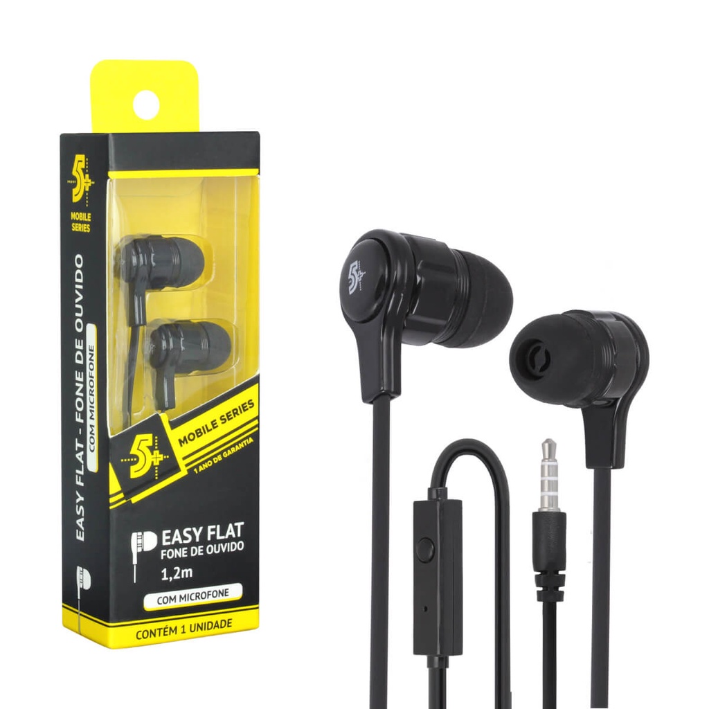 Fone De Ouvido In-ear C/ Microfone Original 5+ Cabo 1.20m