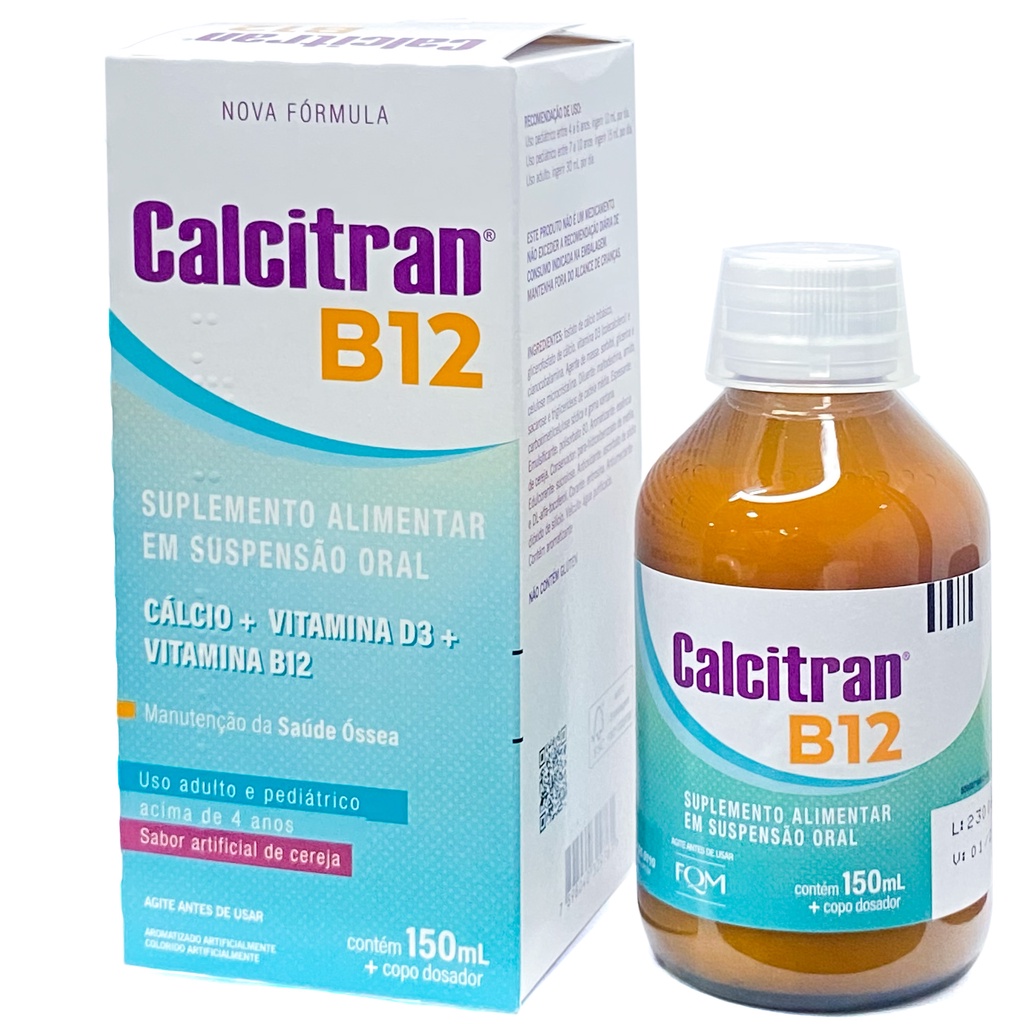 Calcitran B12 Solução Sabor Cereja Adulo e infantil 150ml em Oferta na Shopee
