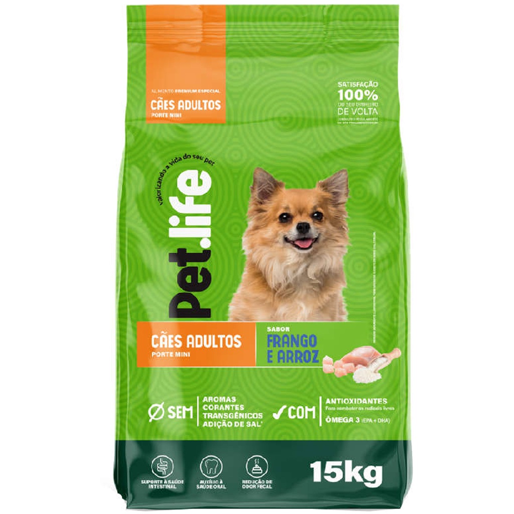 Ração Super Premium Pet Life Mini Raças Pequenas 15kg Sabor Frango — R$ 180,00 em Shopee