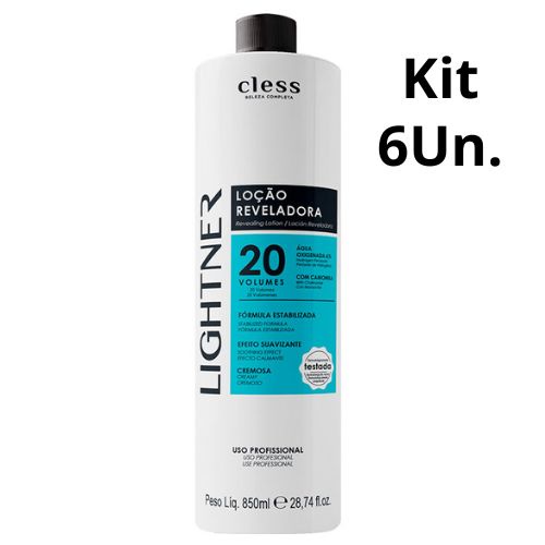 Kit C/6 Águas Oxigenada Lightner 20 volumes 850ml - Cless