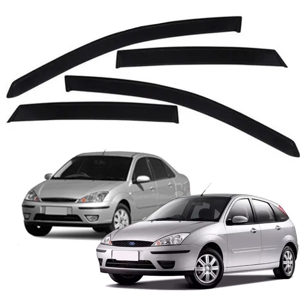 Calha De Chuva Defletor Ford Focus Hatch Sedan 2000 A 2007 4 Portas Acrilico Fume Tiger FD4033