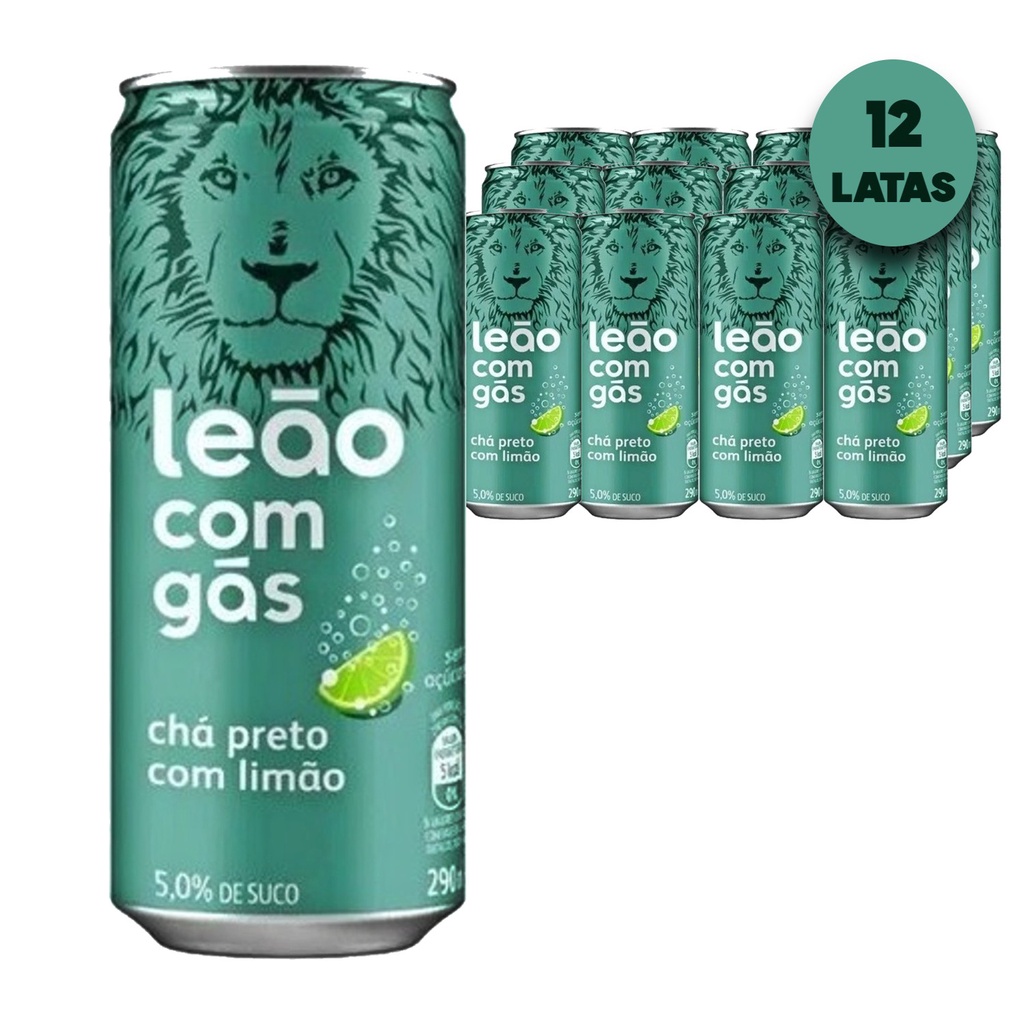 Chá Preto com Limão com Gás Leão Iced Tea 290ml (12 Latas)