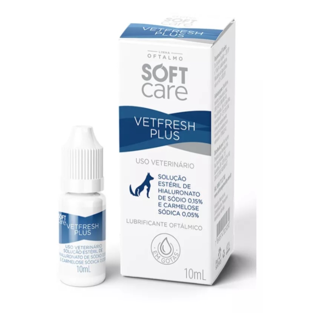 Lubrificante oftálmico Colírio Vetfresh Plus 10ml Soft care