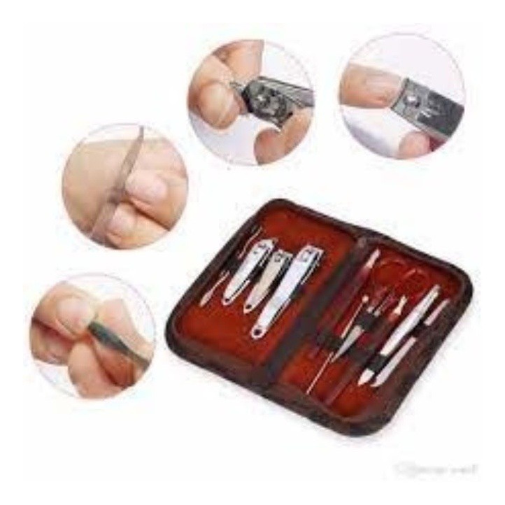 Kit 07 Itens Cortador De Unha, Cutícula, Pinça Tesoura, Lixa