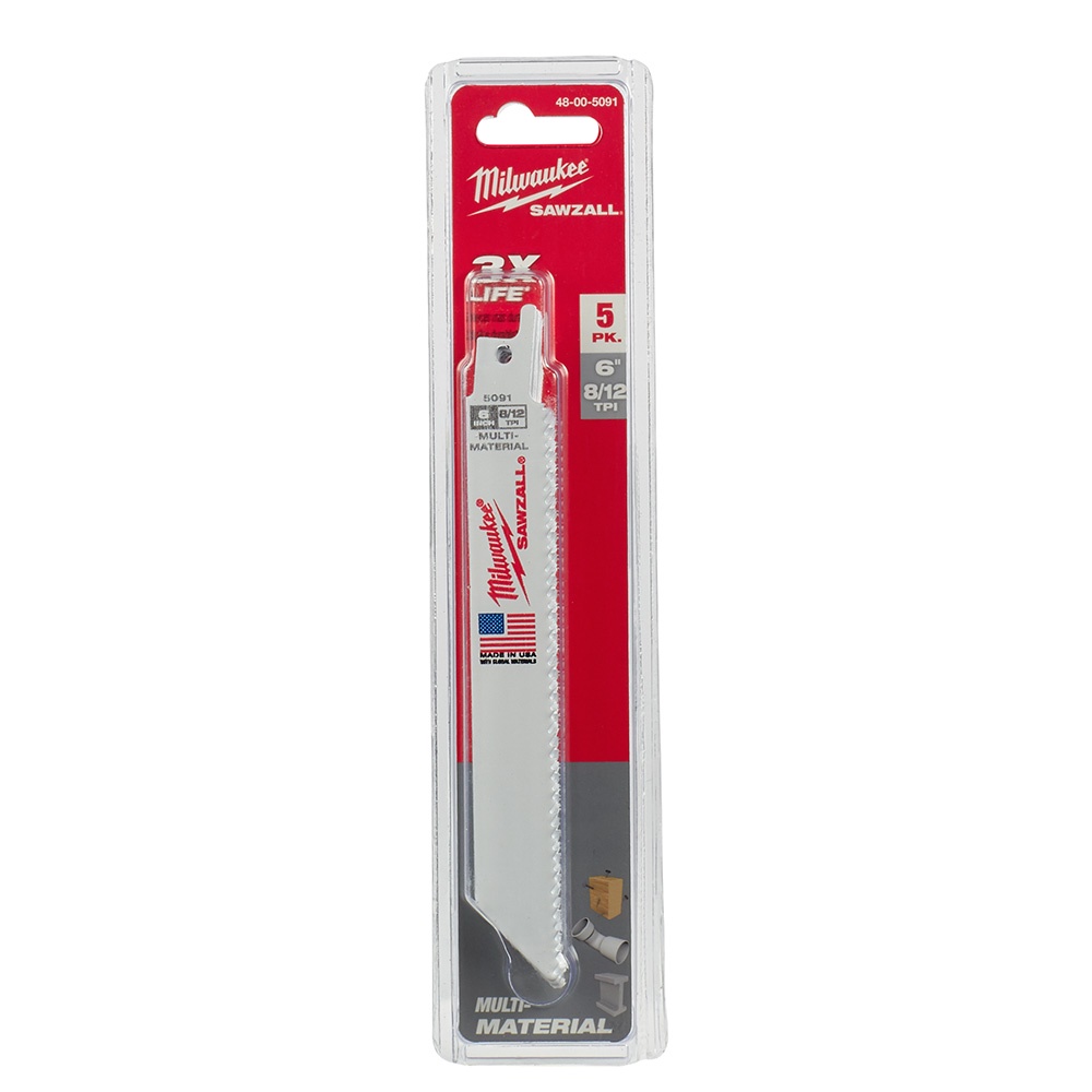 Lâmina Serra Sabre 6" 8-12D - Uso Geral 5Pçs - 48-00-5091 - Milwaukee