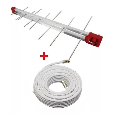 Antena Tv Digital Externa UHF Digital Log 16 Elementos Cabo 6mts