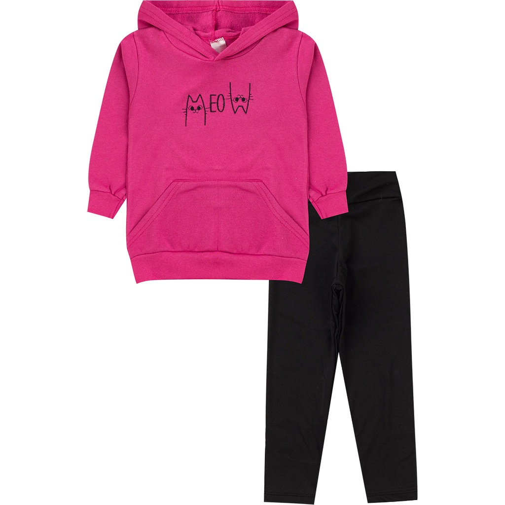 Conjunto Infantil Legging Flanelada Blusão Capuz Moletom Frio Menina Tam 1 2 3 4 6 8