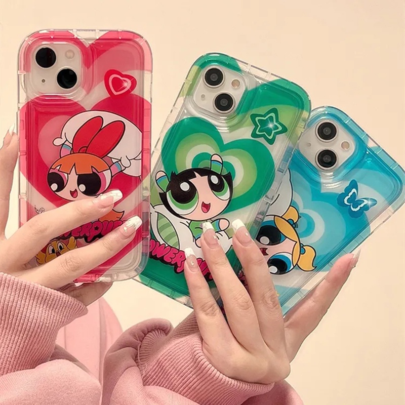 Adicionar Lista De Desejos Anti-Impacto Lovely Powerpuff Girls Capa De Silicone Para Telefone Samsung Galaxy S23 S20 S21 FE S21 S22 S23 S24 Ultra Plus Airbag À Prova De Choque