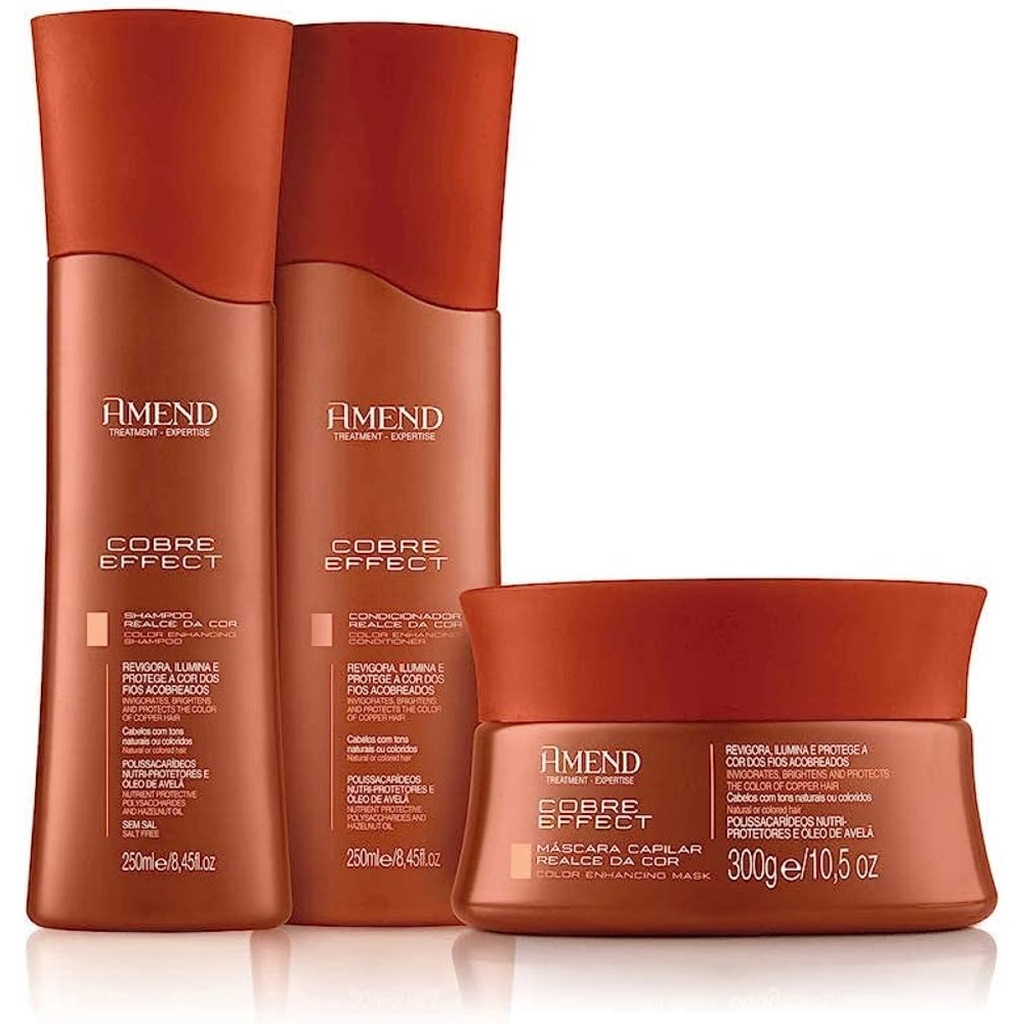 Kit  Shampoo Condicionador e Máscara Amend Expertise Cobre Effect cor vibrante brilho e hidratação