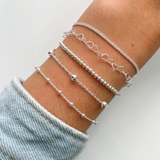 5pcs/Set Popular Conjunto De Pulseiras Circulares De Amor Geométrico De Liga Para Mulher em Oferta na Shopee
