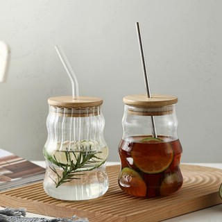 500ml Listrado Com Tampa Sippy Cup Copos De Café Leite Palha