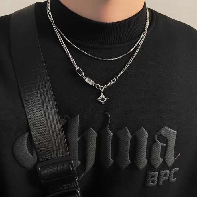 Novo Colar Punk Gothic Star Necklace Gótico Y2k Mulher Homem De Rhinestone Cuba Link Chains Colares De Colarinho Fashion Jewelry colar masculino em Oferta na Shopee