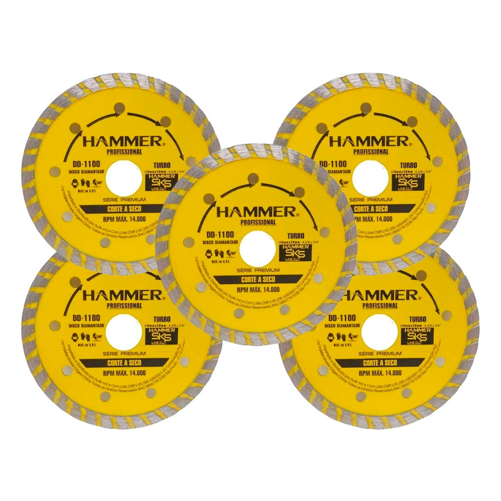 5 Unidades Disco De Corte Turbo Porcelanato 110 X 20 4 Pol em Oferta na Shopee