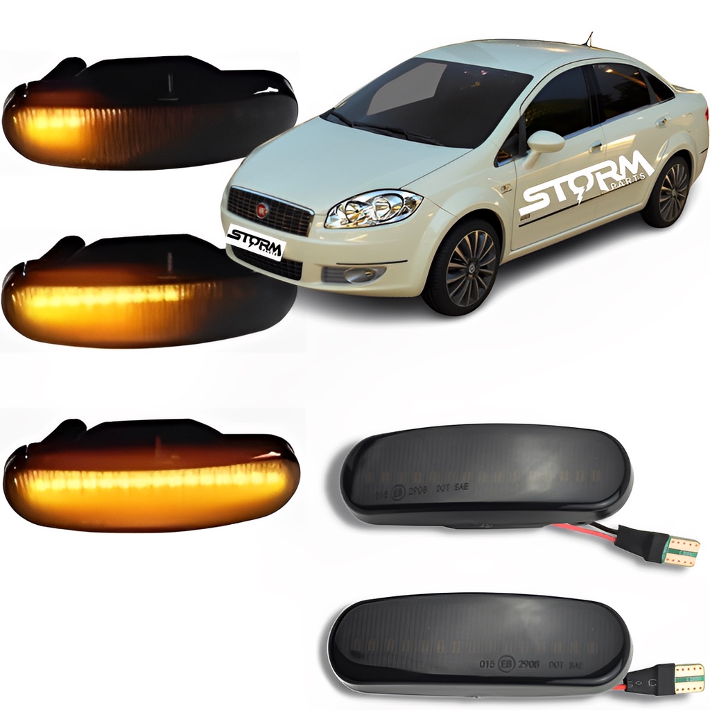 Par Pisca Seta Sequencial Fiat Linea ano 2009 a 2016 para-lama luz Sinal repetidor led Dinâmica