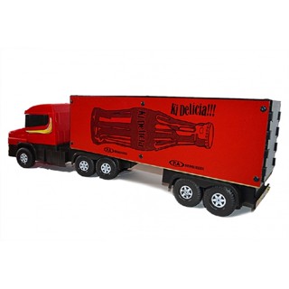 Caminhão Scania Carreta Baú Coca Cola 5 Eixos Brinquedo Grande 26x90cm