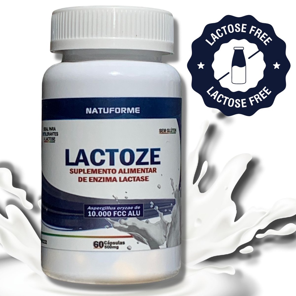 Enzima Lactase 10.000 C/60 Cápsulas 500mg - Lactoze - Lactose intolerância a lactose