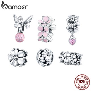 BAMOER Romantic Flower Series Charm Beads fit Original Bracelet 925 Sterling Silver Jewelry Accessories