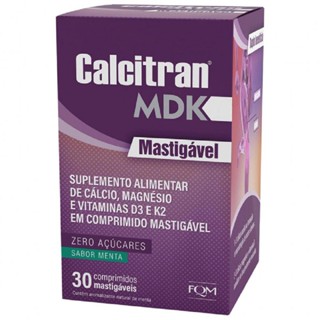 Suplemento Calcitran MDK Menta 30 Comprimidos Mastigáveis