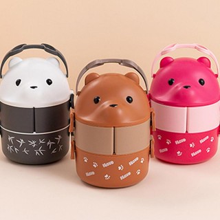 Recipientes Bento Empilháveis Cute Bear À Prova De Vazamentos Gadget De Cozinha