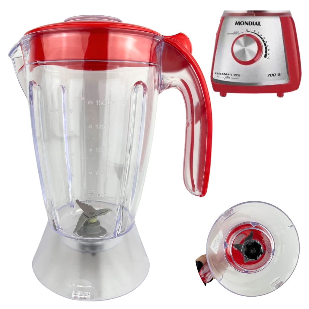 Copo de Liquidificador Compatível com Mondial Eletronic Inox Vermelho L74 Red em Oferta na Shopee
