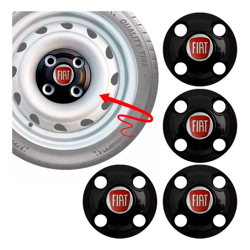 Jogo 4 Calota Centro Roda Fiat Uno Ferro Aro 13 14 15 4x100