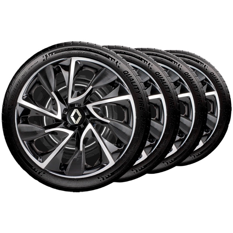 Jogo 4 Calotas Ds4 Aro 14 Black Silver Renault Logan Clio Sandero Kwid