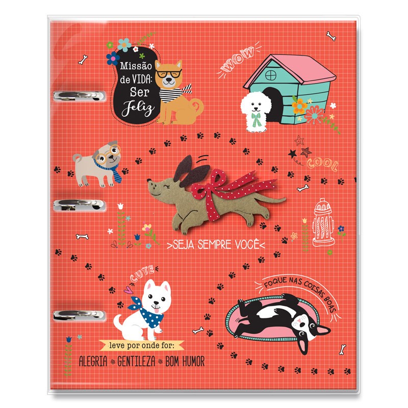 Caderno Argolado Pets 16,2 x 23 cm 80 Fls 90g 03 Argolas Fina Ideia