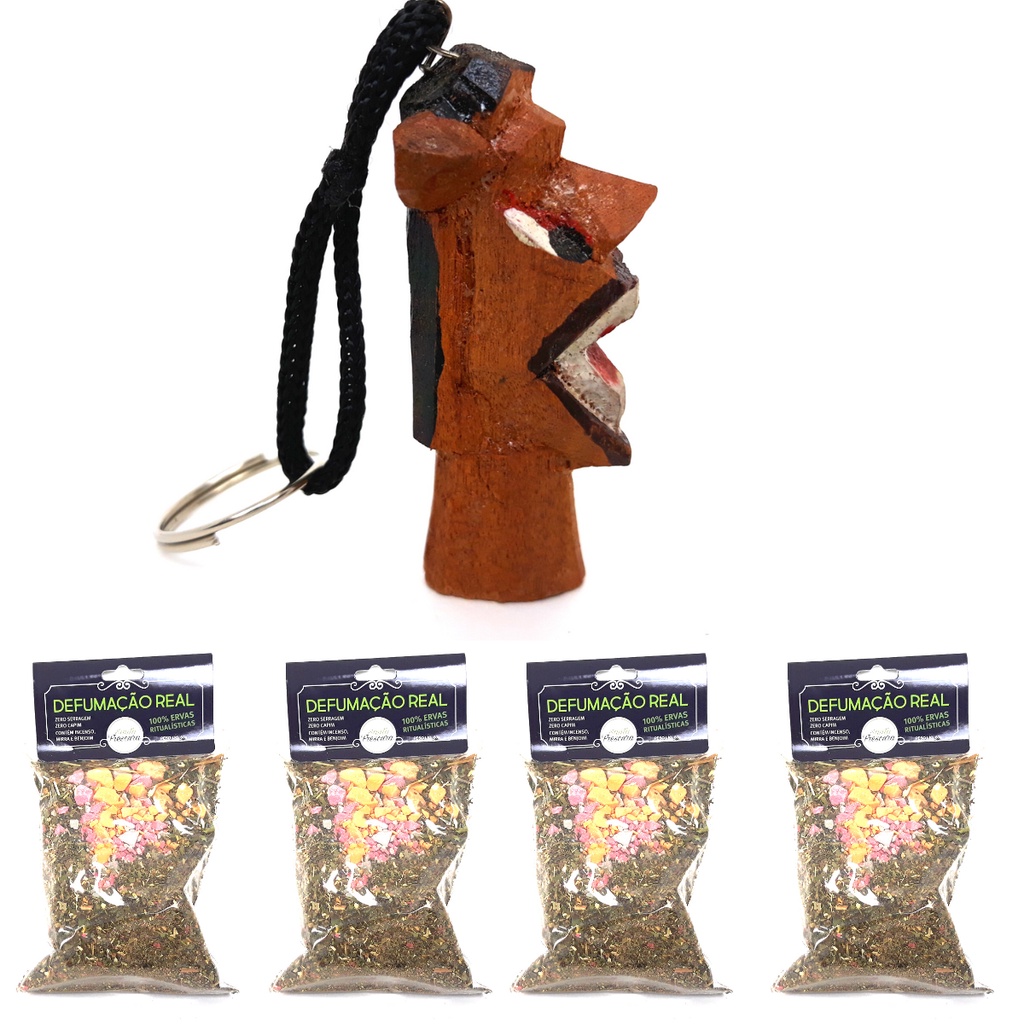 Defumação Espiritual Completa Lar Casa Ambientes Defumador Descarrego Forte Chaveiro Carranca Kit