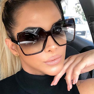 Óculos De Sol Quadrados Retro-Dimensionados Ladies Luxury Brand Big Frame Women Black Fashion Gradient Femininos