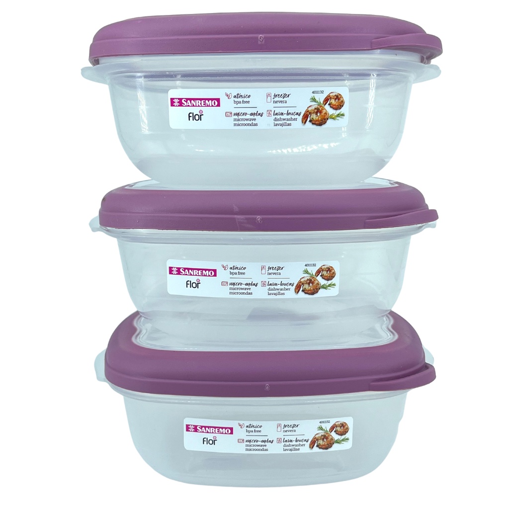 Kit 3 Potes Plástico Empilhaveis com Válvula Micro Ondas 920ml Quadrado em Oferta na Shopee