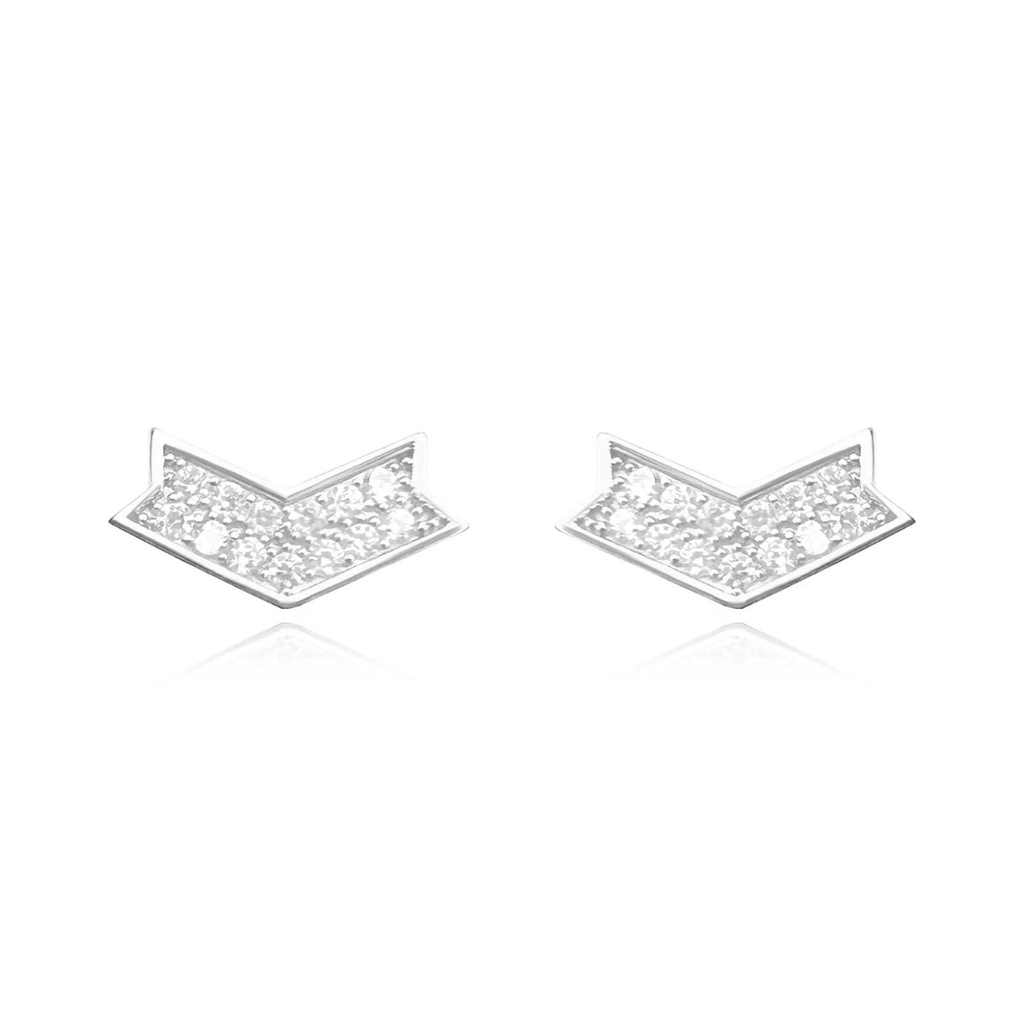 Brinco Feminino 13 pedras Cravejada Banhado a Prata