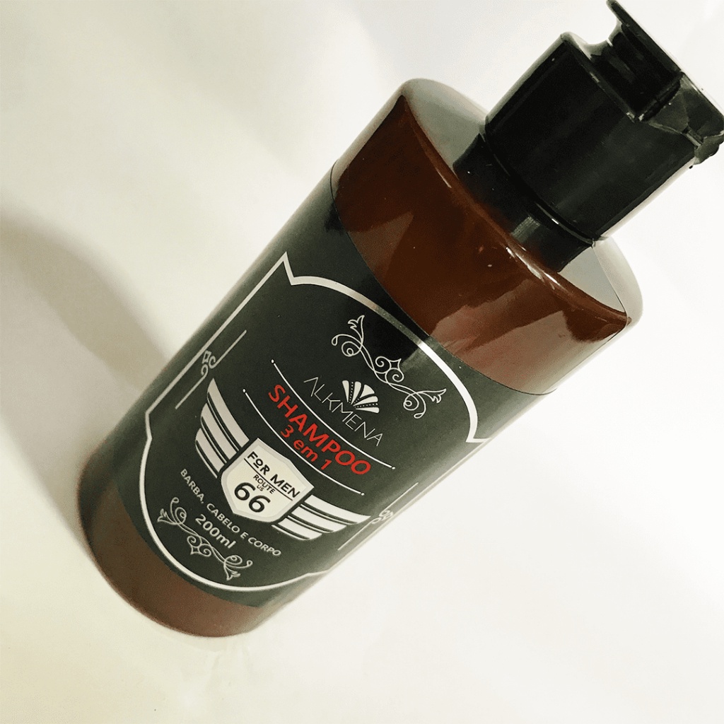 Kit 2 Shampoo masculino 3x1 , Barba, Cabelo e Corpo  For Men e 66 Route US - 200 ml cada (fragrâncias diferentes) - Alkm