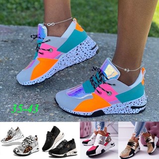 Tênis De Moda Feminino Colorido Cunhas Para O Exterior Sapatos Esportivos De Sola Grossa Confortáveis Femininos Luxo Plus Tamanho