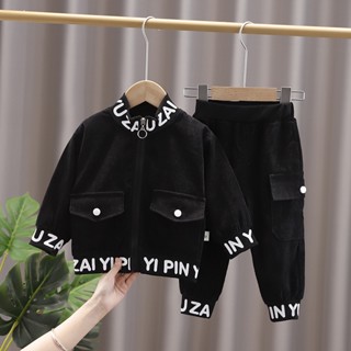 Primavera Outono Baby Boys Casual Clothes Infant Kids Jacket Pants Toddler Fashion Costume Crianças Carta Fatos De Treino