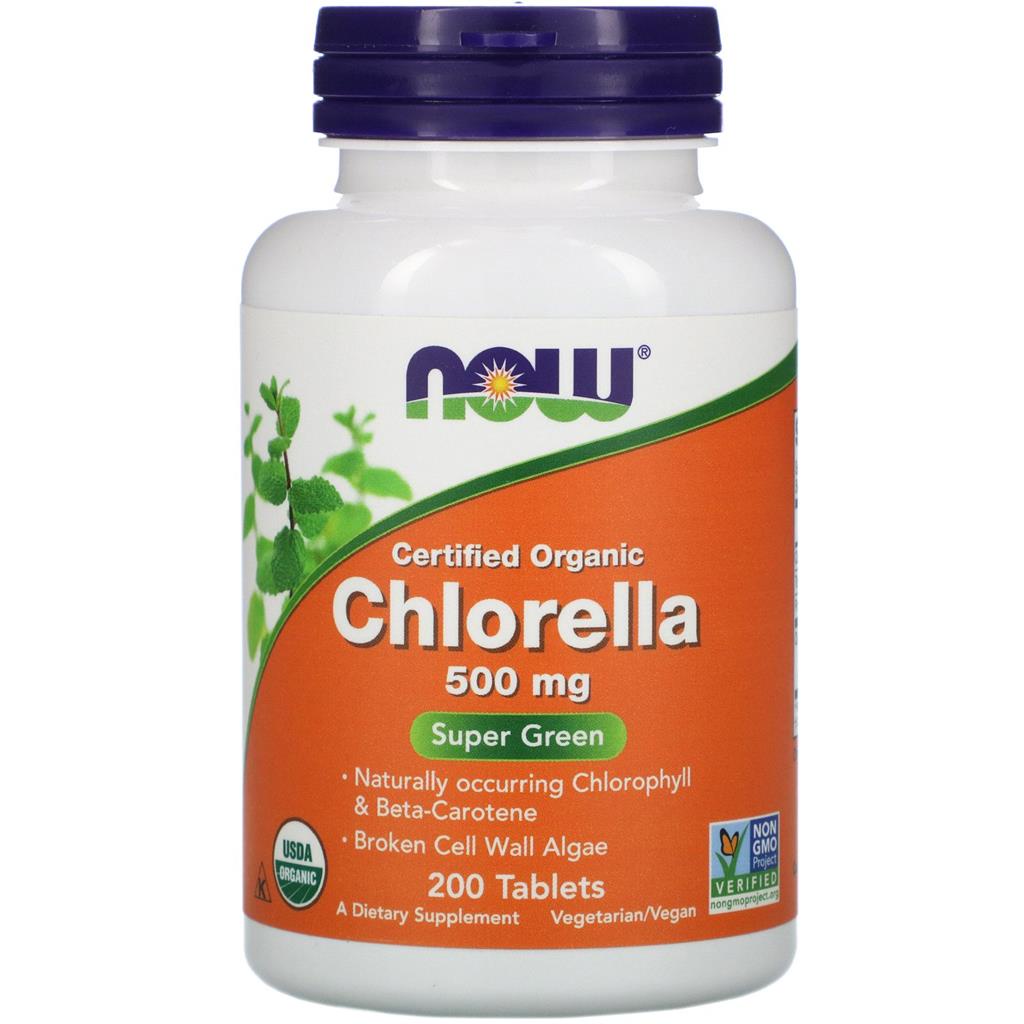 Chlorella Organica Clorella 500mg 200 Tabletes Now Foods
