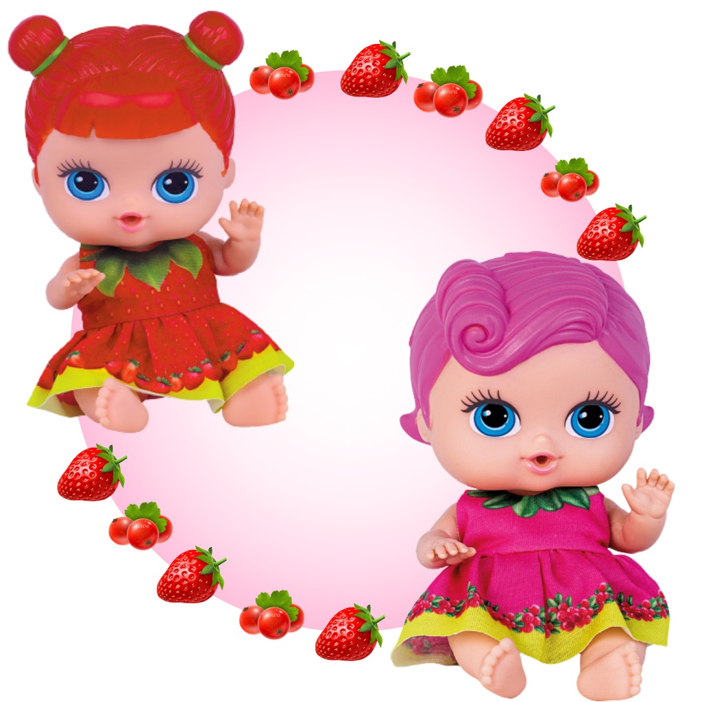 Boneca Infantil Com Cheirinho De Frutas Coleção Frutinhas Morango E Groselha 19cm Articulada Em Vinil Brinquedo Meninas Crianças Bebê Selo Inmetro Brinquedos Cotiplás