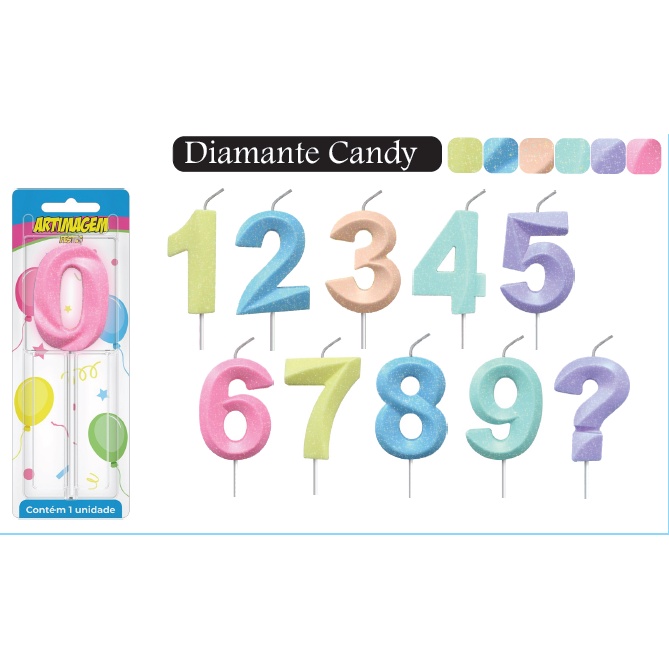 Vela de Aniversário Diamante Candy Lilás - Artimagem